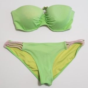 Victorias Secret Green pushup Bikini Strapless 36C